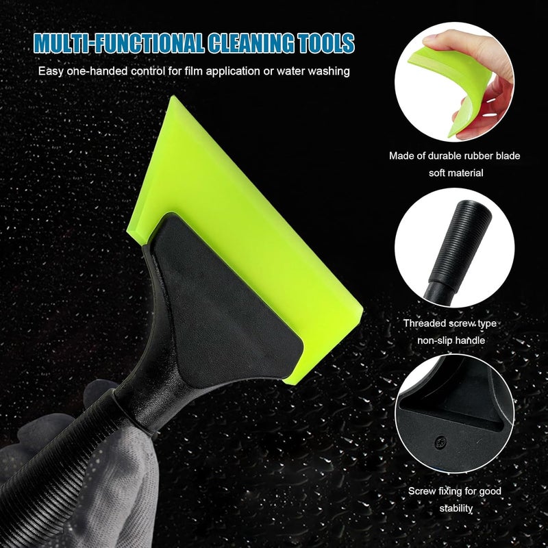 YTFRL Small Squeegee with 5 Inch Rubber Blade, Car Window Tint Tool Water Wiper with Non-Slip Handle, Windshield Squeegee Vinyl Wrapping Scraper for Door Bathroom Mirror Cleaning (Green) - Image 3